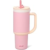 Ello Oasis 30 oz Tumbler with Handle & Retracting Straw | Reusable Insulated Stainless Steel Cup 100% Leakproof, Gifts for Teens Women Men | Keeps cold for 24 Hours, Cup Holder Friendly, Sunrise Glow