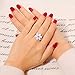 CiNily Flower Opal Ring White Gold Plated Pink Tourmaline Women Jewelry Gemstone Ring Size 6-12 (white, 8)
