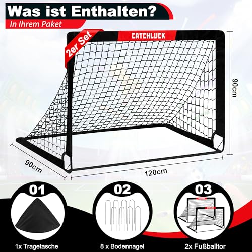 CATCHLUCK Football Goal for Kids, Pop Up Football Goal Set, Portable Garden Training Goal, Indoor Outdoor Football Net with Target and Carry Bag