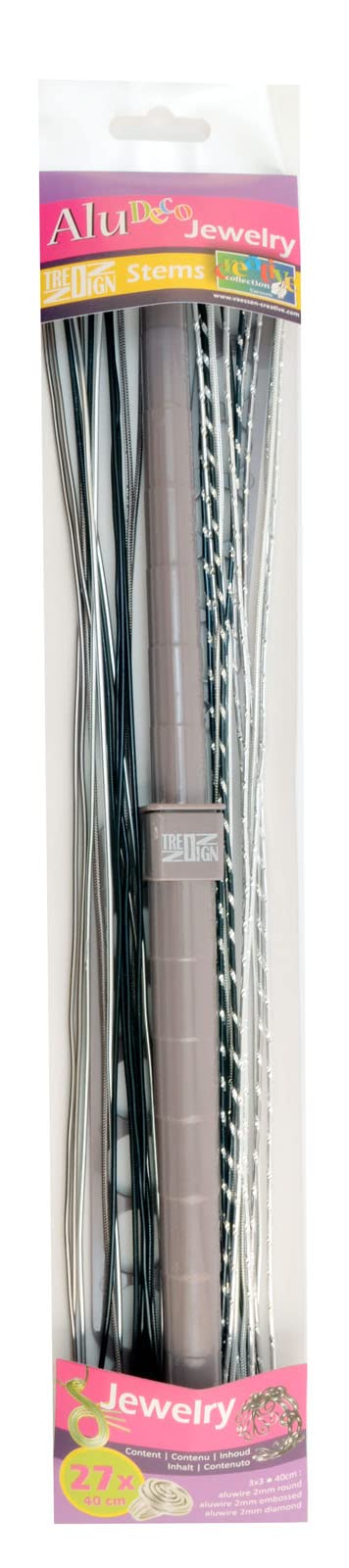 Vaessen Creative Jewellery kit alu-stems 40cm ass. silver-black, — image 1