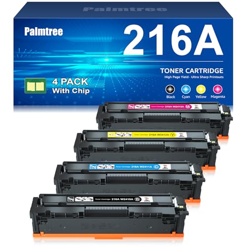Palmtree Cartucce di Toner 216A per HP 216A W2410A Toner W2411A W2412A W2413A per Color LaserJet Pro MFP M183fw M182n M182nw M155nw M155a M183 M182 M155 Nero Ciano Magenta Giallo (con Chip)