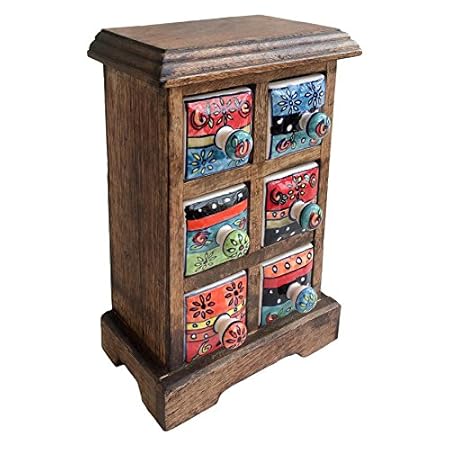 Present Company Six Drawer Ceramic Spice Chest Hand Painted Made