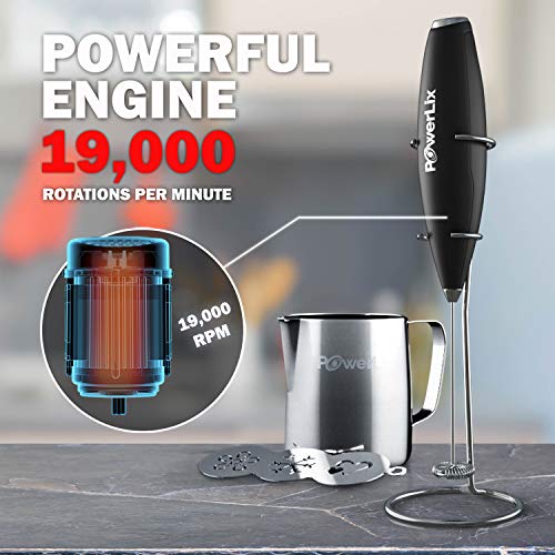 PowerLix Milk Frother COMPLETE SET! Handheld Battery Operated Electric