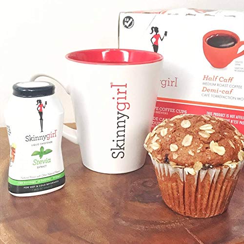 SKINNYGIRL HALF CAFF COFFEE PODS FOR KEURIG K CUPS BREWERS, REDUCED CAFFEINE MEDIUM ROAST COFFEE IN SINGLE SERVE CUPS, 24 COUNT
