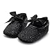 Ecosin Baby Girl Soft Sole Bowknot Bling Bling Shoes Prewalker Socks Sneakers (12/6-12months, Black)