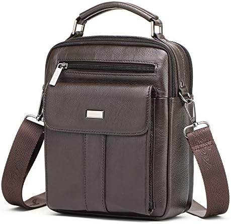 Meigardass Men's Genuine Leather Shoulder Messenger Handbag Laptop CrossBody Briefcase (Coffee)