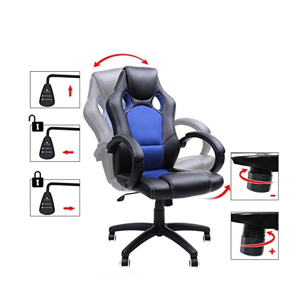 Sedia Ufficio Songmics Girevole - Poltrona Ergonomica Regolabile In Finta Pelle - Foto 3