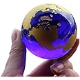 Crystal Glass Marbles Earth Globe World map Quartz Crystals Sphere Terrarium Desk Ornaments Nautical Home Decor (Gold 2.36inch)