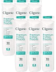 Cliganic Premium 100% Cotton Makeup Remover Pads 540 Count, (Pack of 6)