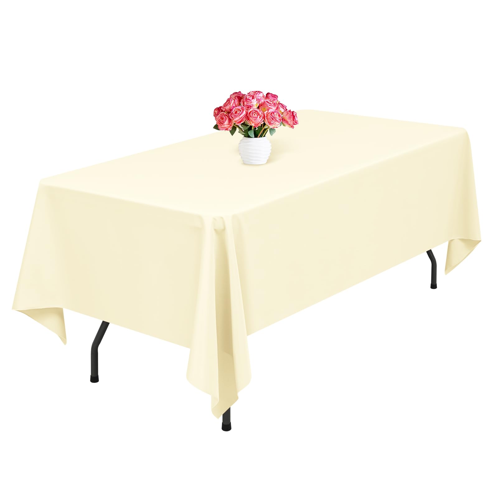 Lumaycens 1 Pack Beige Polyester Tablecloths,60 x 102 Inch for 6ft Rectangle Table Cloth Washable and Reusable Stain and Wrinkle Resistant for Wedding Party Banquet Camping Restaurant Decoration