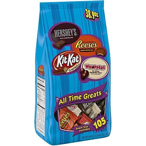 Hershey ALL TIME GREATS Candy Assortment, HERSHEY'S Milk Chocolate, REESE'S Peanut Butter Cups, WHOPPERS Candy and KIT KAT Bars, 38.9 Ounce Bag