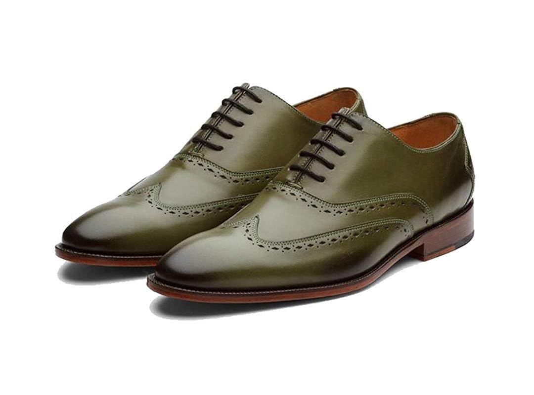 Olive green leather shoes Outlet