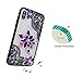 HUIYCUU Case Compatible with iPhone XS Max Case,Mandala Glitter Henna Black Lace Flower Slim Fit Soft Bumper Shockproof Matte Hard Back Cover Girls Blossom Design for iPhone Xs Max Plus, Purple Floral
