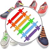 FunFitness Silicone Laces (Rainbow, Standard - 12pcs) - Elastic No Tie Shoelaces with Special Design to Easy Pull & Lock - Perfect for Kids and Adult