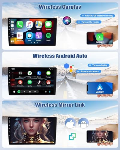 CAMECHO [4+64G] Android 15 Carplay Car Radio for Renault Trafic 3 2014-2021/Opel Vivaro B 2014-2018, Nav Carplay Android Auto, 9'' Touch Screen Bluetooth Radio Link Mirror WiFi FM/RDS EQ+Camera