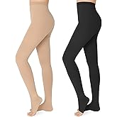 Wegitcs 20 - 30mmHg Compression Pantyhose,1 Pair or 2 Pairs Comfortable Compression Leggings,Open Toe Design,Medical Waist High Compression Stockings for Edema, Varicose Veins, Swelling, Pregnant,Nurses, Athletes(Open Toe)
