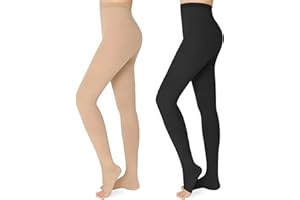 Wegitcs 20 - 30mmHg Compression Pantyhose,1 Pair or 2 Pairs Comfortable Compression Leggings,Open Toe Design,Medical Waist High Compression Stockings for Edema, Varicose Veins, Swelling, Pregnant,Nurses, Athletes(Open Toe)