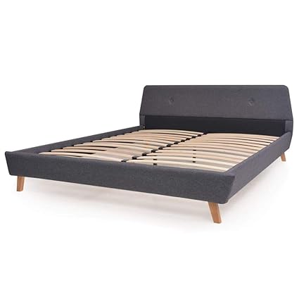 vidaXL Bettgestell mit Lattenrost Stoff 160x200cm Dunkelgrau Bett Bettrahmen