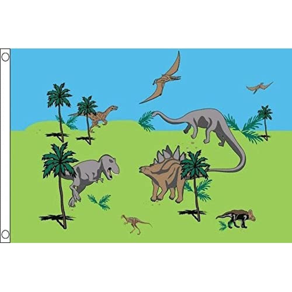 AZ FLAG - Dinosaurs Flag - 3x5 Ft - 100D Polyester Dinosaur Banner with Two Metal Grommets - Fade Resistant - Vivid Colors - 3' x 5' Feet - 150x90 Cm