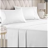 Gameel Comfort Queen Sheet Set, 4-Piece Microfiber Bedding, White, Deep Pocket 16 Inch, Wrinkle Resistant, Includes Fitted Sheet, Flat Sheet, 2 Pillowcases