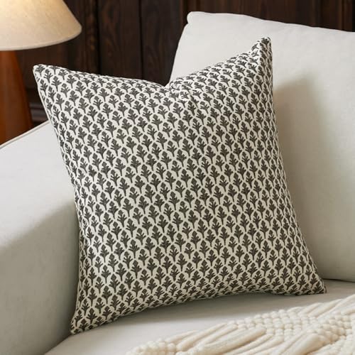 FIOUOVO Floral Block Print Pillow Cover
