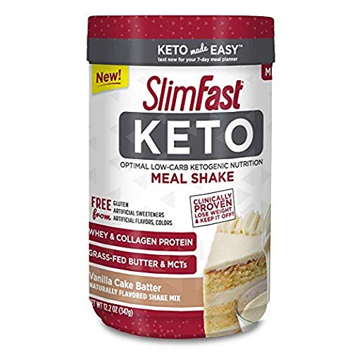 SlimFast Keto Meal Replacement Shake Powder, Vanilla Cake Batter (Pack