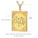 U7 Women 18K Gold Plated Photo Locket Necklace with Rolo Chain 22 Inch Rectangle Allah Pendant Muslim Jewelry