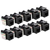 Cable Matters UL Listed 10-Pack Cat6 RJ45 Keystone Jack (Cat 6, Cat6 Keystone Jack) in Black