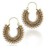 Bali hoop traditional INDIA Artisan polki Faux stone earringPSEAZ010BL
