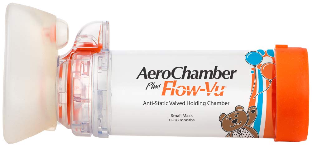 Aerochamber Plus Flow-Vu Pediatric Spacer with Mask Small (0-18 Months) – Antistatic, Orange