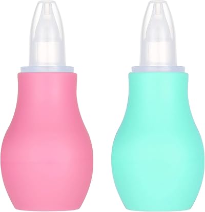 Firtink 2 Packs Baby Nasal Aspirator Pink Green Nasal Cleaner