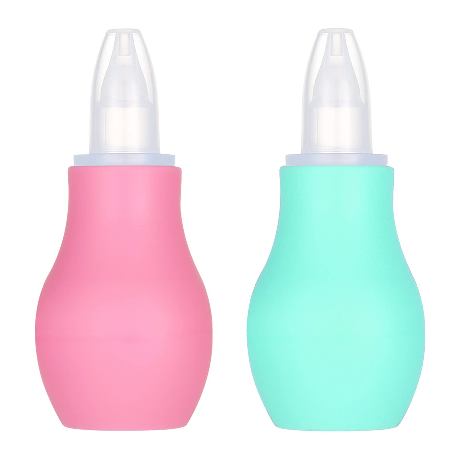 Firtink 2 Packs Baby Nasal Aspirator, Baby Nose Sucker Nose Cleaner Babys Nasal Cleaner Mucus Removal for Newborns(Pink+Green)