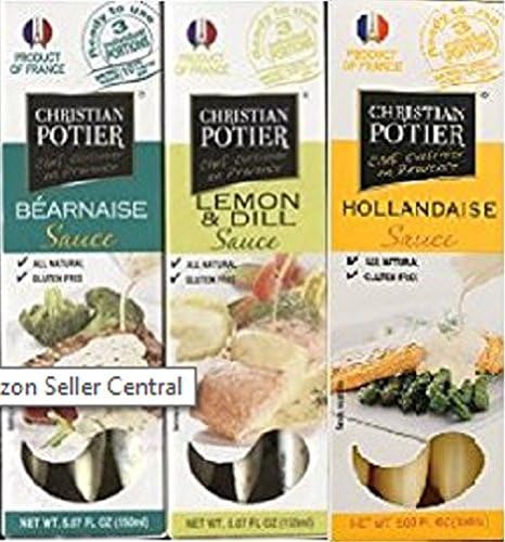 Christian Potier Gourmet White Sauce Bundle: One 5.07 Oz Package of Hollandaise, Bernaise, Lemon Dill (3 Packages)