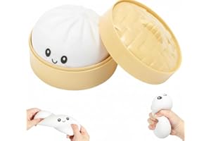 WATNTOW Dumpling Squishy, Mystery Dumpling Squishy, Stress Balls Fidget Sensory, Anti-Anxiety Squeeze Glitter Dumplings Stres