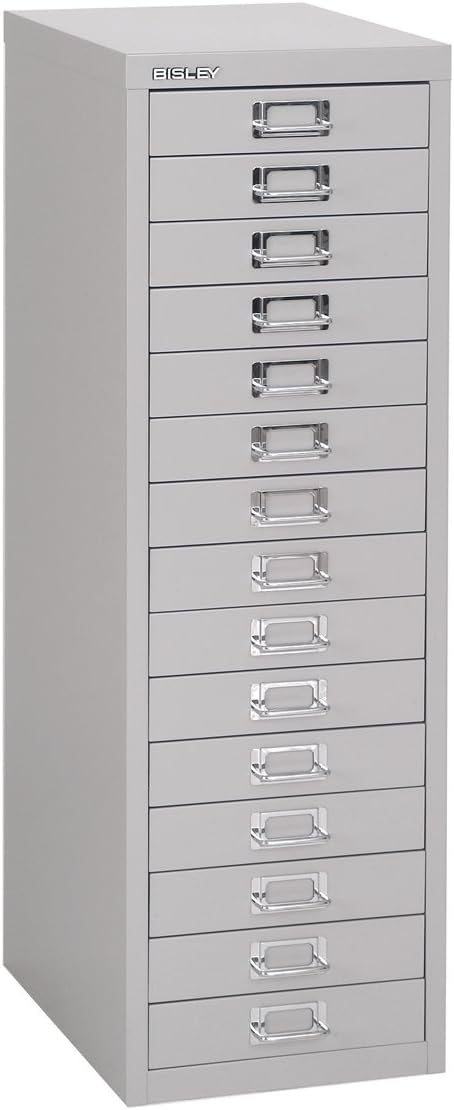 Office Hippo Home Office Bisley 29 Series MultiDrawer, 15 Drawers - Goose Grey, 38x27.9x86 cm