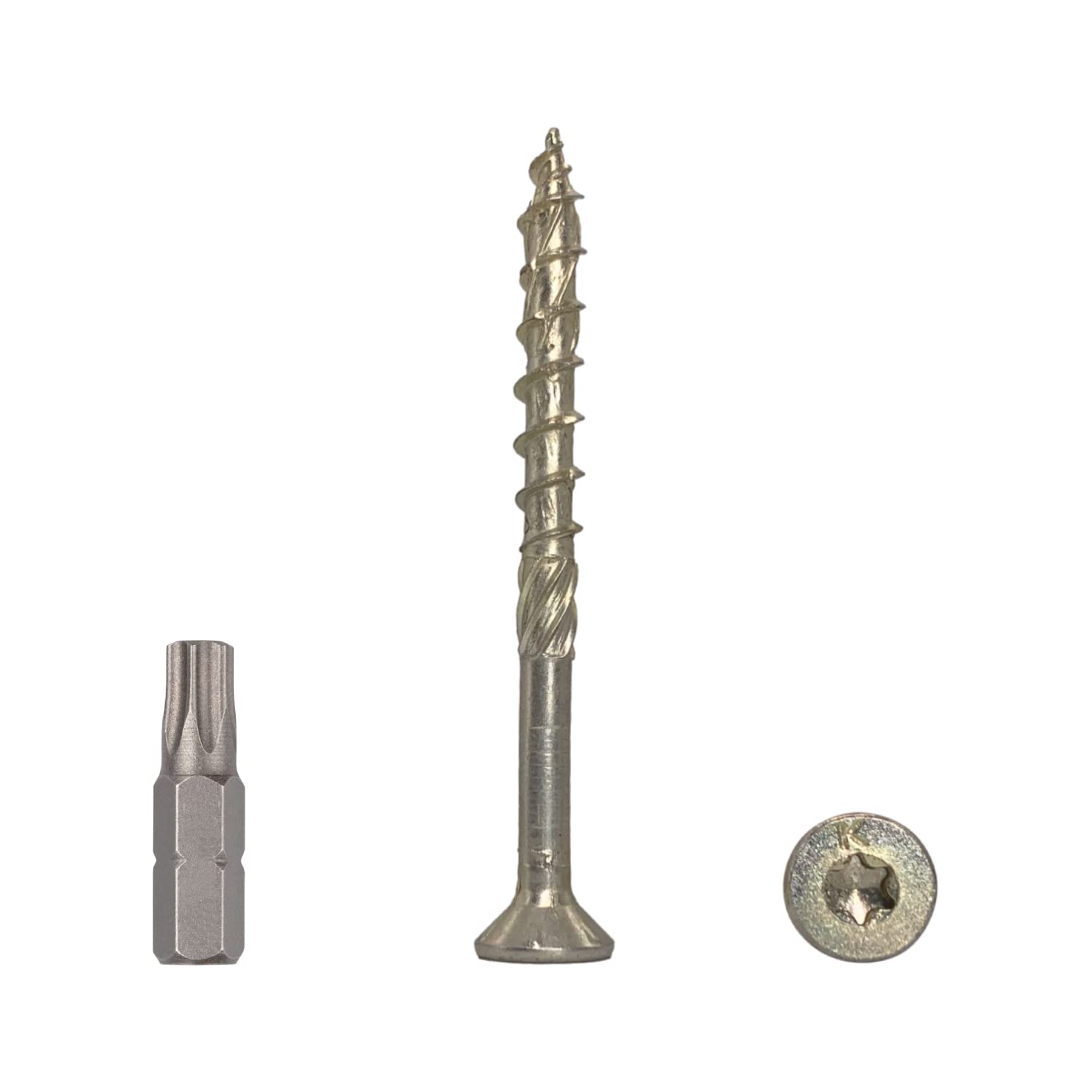 (Pack of 60 pcs) Universal Yellow Zinc Plated Steel 6.0 x 70 mm Wood Screws, Torx Head, Countersunk Head, Chipboard Screws (60, 6.0 x 70 mm)