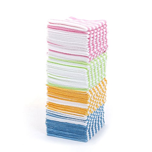 Microfiber Cleaning Cloth â€“ HijiNa, Pack of 50, Size 12â€x12â€, for cleaning tasks in the Kitchen, Bathroom, Dining Room and More (Bar - 4 Color Pack of 50)