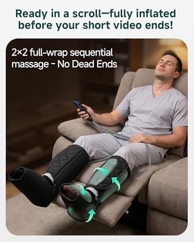 Snailax Leg Massager with Heat & Compression, 3 Modes and 3 Intensities and Manual Control, Gift