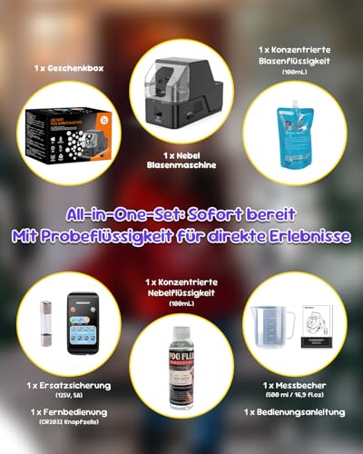 Fog Machine, 450 W Fog Bubble Machine with Wireless Remote Control, 3-in-1 Bubble Fog Machine, Make Bubble, Fog Bubble, Continuous Fog for Halloween, Christmas, Party, Wedding, Birthday, Holiday