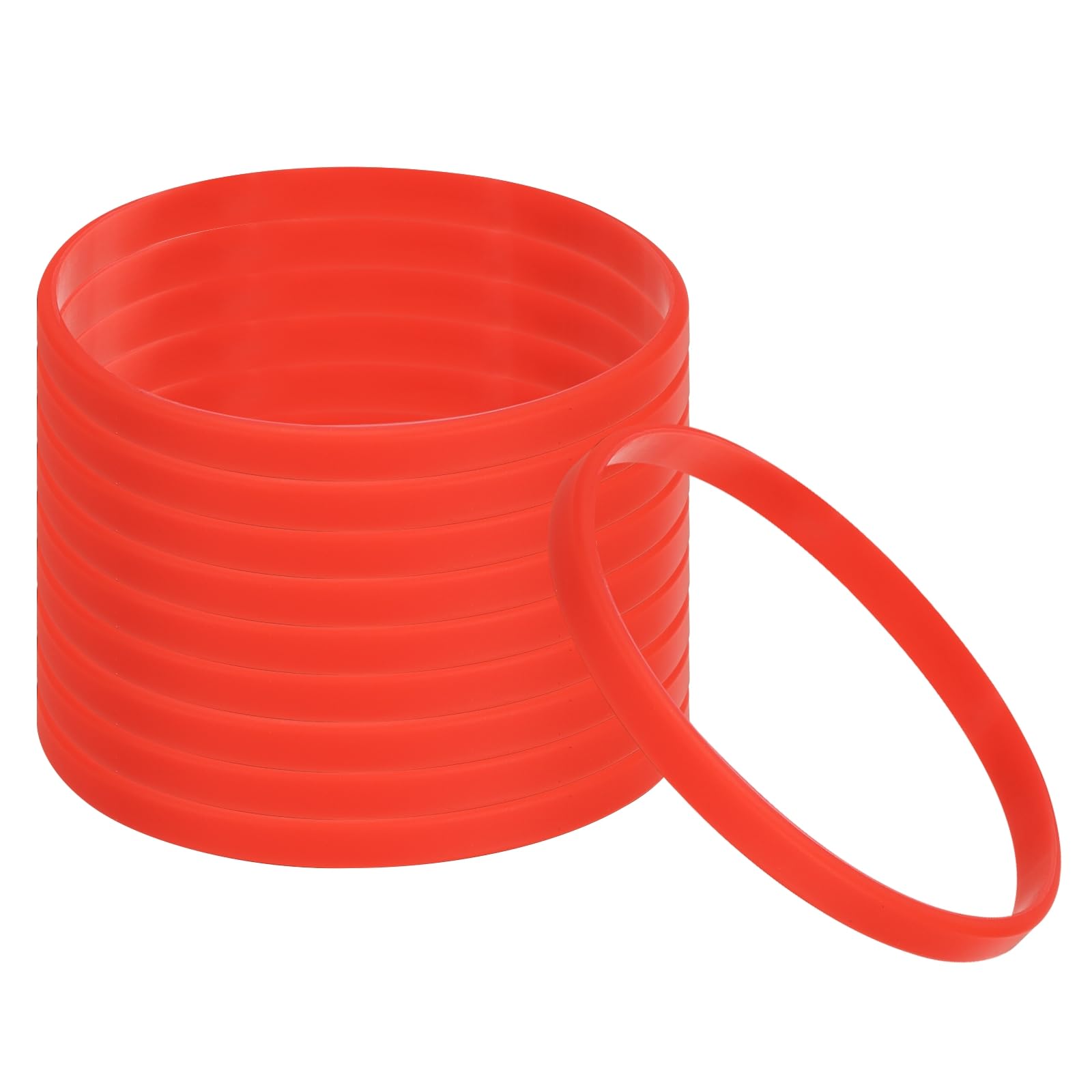 PATIKIL Silicone Bracelets, 30 Pack Colored Rubber Wristbands Blank Stretch Sports Bands for Adults Teen Sports Team Games, Red