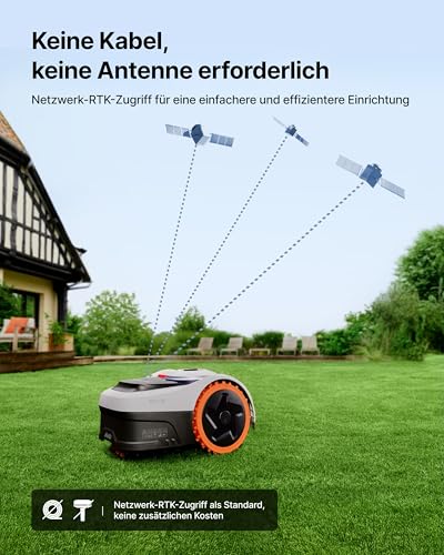 Segway Navimow i205 AWD Mähroboter ohne Begrenzungskabel mit Garage S, Empf. 500 m², Allradantrieb für Steigungen bis zu 45%, EFLS NRTK+Vision, Keine RTK-Antenne erforderlich 4