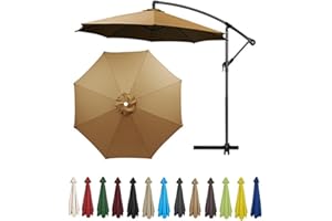 8ft/9ft/10ft Outdoor Umbrella Replacement Canopy, 6 Ribs/8 Ribs Cantilever Umbrella Replacement Cloth Cover for Garden Market