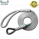 DBROPES 3 Strand Mooring Pendant 100% Nylon Rope with Heavy Duty Thimble Made in USA (1/2