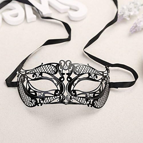 WSS - BLACK DIAMANTE VENETIAN STYLE METAL MASK FILIGREE MASQUERADE MASKED PROM BALL