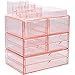 Sorbus Acrylic Cosmetics Makeup and Jewelry Storage Case X-Large Display Sets -Interlocking Scoop Drawers to Create Your Own Specially Designed Makeup Counter -Stackable and Interchangeable (Pink)