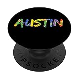 Austin PopSocket Grip Colorful Rainbow Gift for