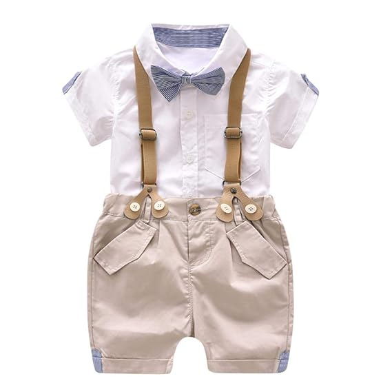 baby boy white shorts with suspenders