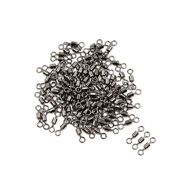 Threemart-Rolling-Barrel-Fishing-Swivel-Stainless-Steel-Black-Nickel-30Lb-to-350-Lb
