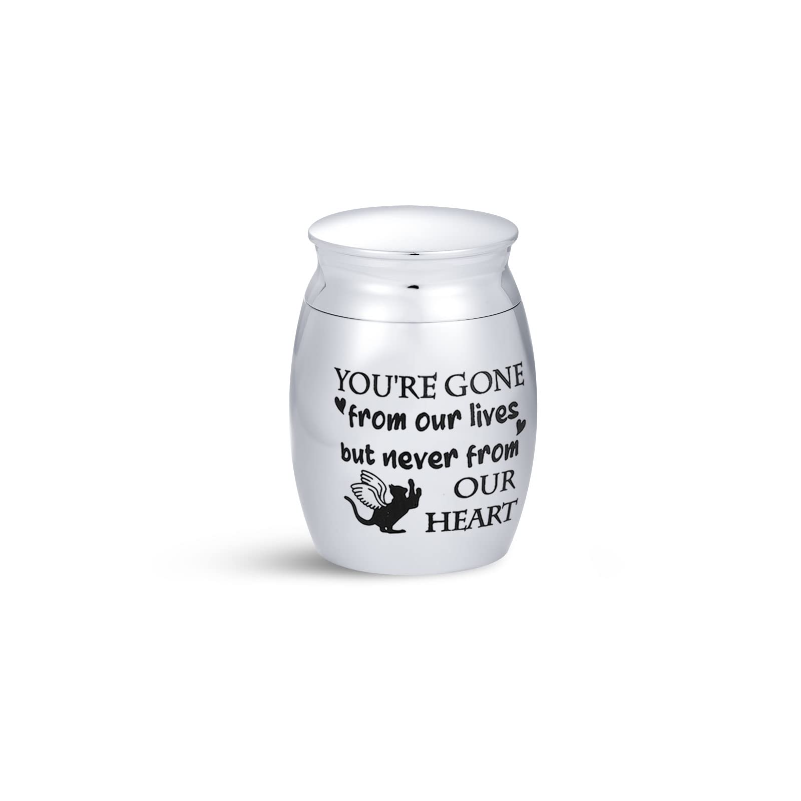 FGT Small Mini Urn for Ashes Cat Kitten Kitty Pet Cremation Memorial Keepsake Bottle Jar You're GONE from Our Lives but Never From Our Heart