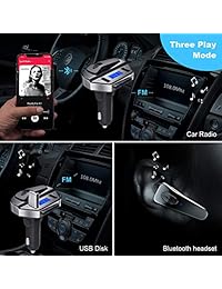 Transmisor de FM Bluetooth LUTU para automóvil con auricular, adaptador de radio inalámbrico en el kit de automóvil con manos libres para llamadas, unidad flash USB de soporte Reproductor de música Cargador rápido dual